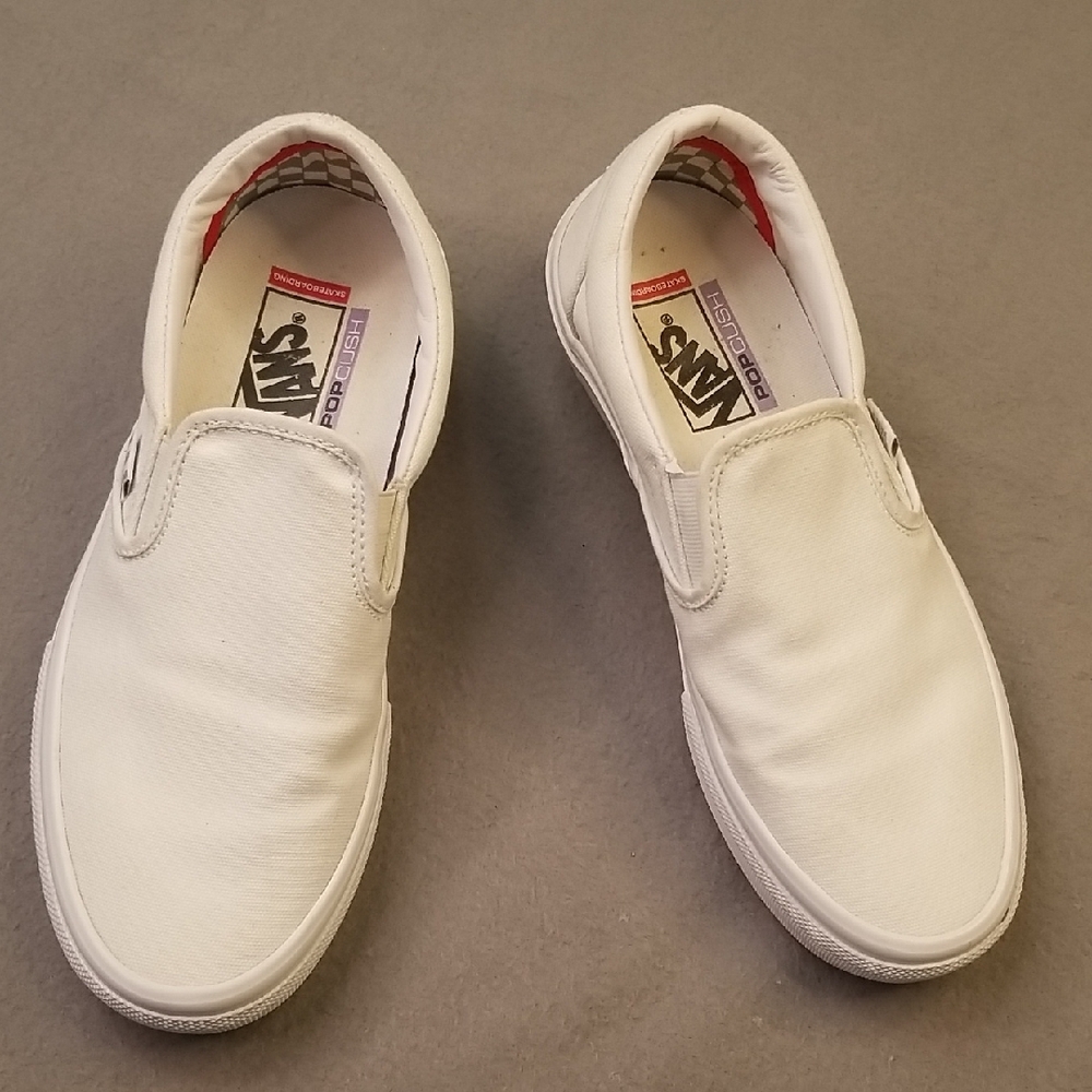 White Size 8 Men's VANS DURACAP POPCUSH Slip-On Shoes Pre-owned - Picture 6 of 12
